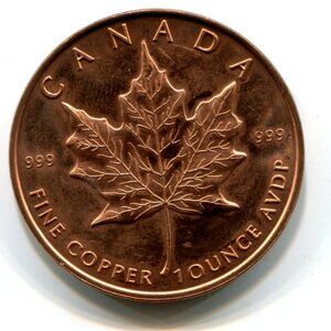 Canada One Ounce .999 Fine Copper Round (b859-41)